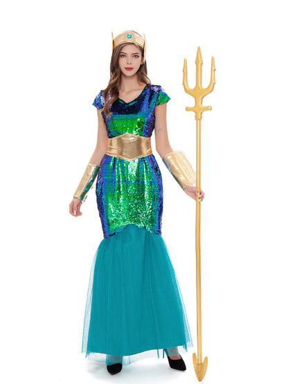 Ronderf | Meereskönig & Meereskönigin Paar Kostüm | Antikes Götter-Design