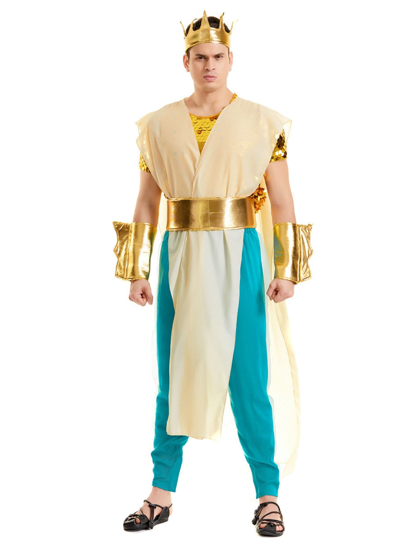 Ronderf | Meereskönig & Meereskönigin Paar Kostüm | Antikes Götter-Design